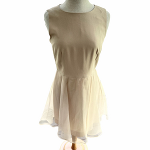 Ann Taylor Fit Flare Beige Size 10 Dress Sleeveless Formal Organza With Bow
